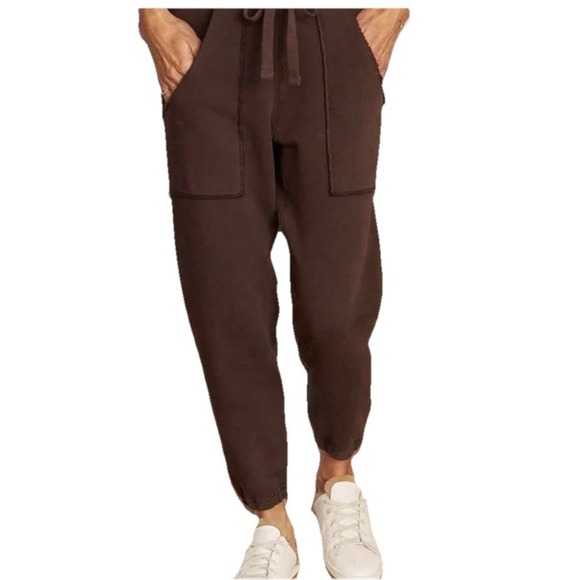 Frank And Eileen Eamon Jogger Pants Brown Sweatpants Sz XL  Patch Pocket Cropped - Picture 1 of 12